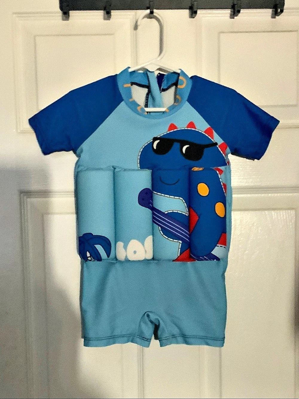 Blue Printed One-Piece Swim Romper